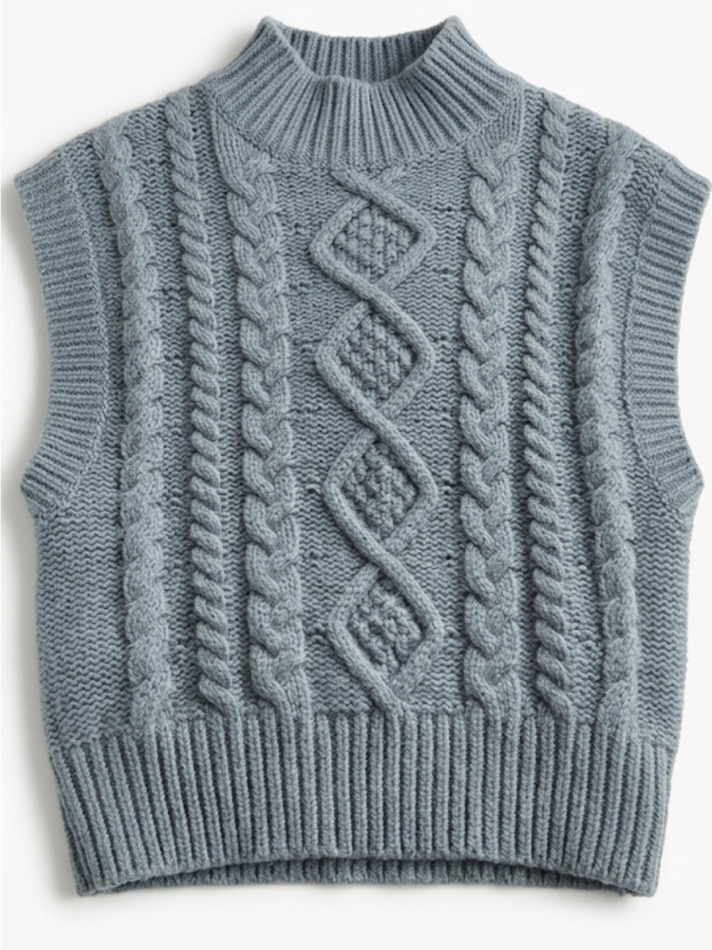 Wilfred Light Gray Cable-Knit Wool blend Sleeveless Sweater Vest